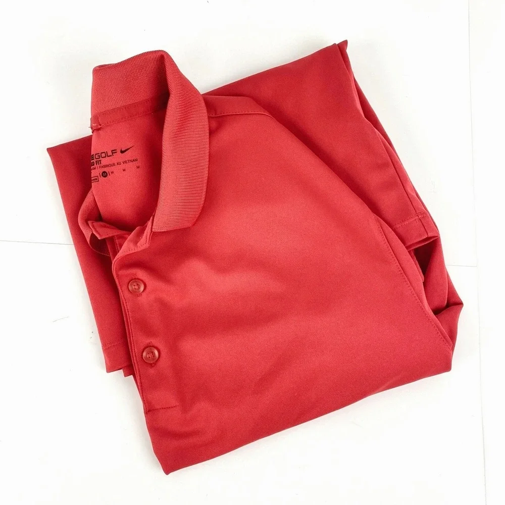 Nike Golf Dri-Fit Polo Shirt Mens M Dri-Fit Red Short Sleeves Standard Fit Soft
